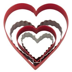 Wilton Heart Shaped Valentine's Day Metal Cookie Cutter Set 4 Piece Boxed Love
